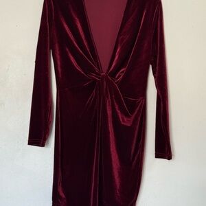 Elegant Velvet Burgundy Dress